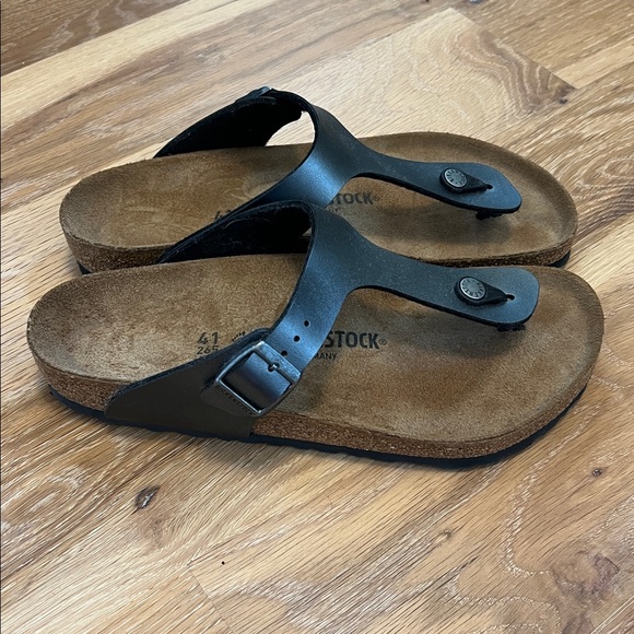 Birkenstock Sz 41 Metallic Gray Thong Sandals - Picture 3 of 6